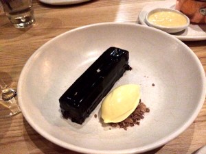 Daintree Estate Chocolate Cake with Iranian apricot, Nomad crème fraîche